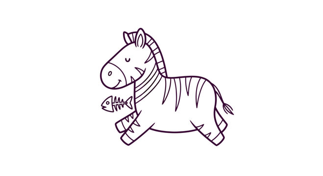 Simple Line Drawing of a Zebra.