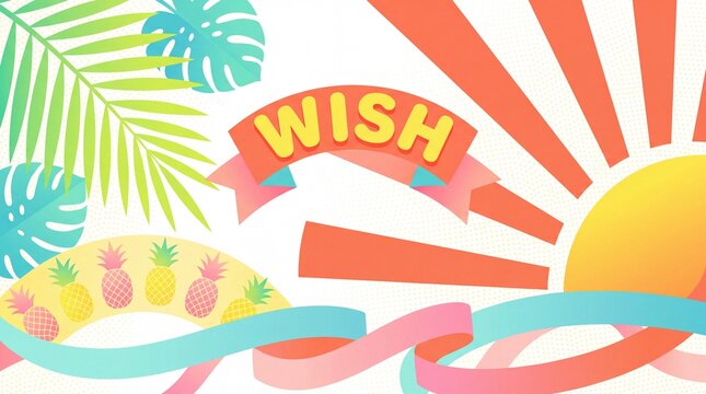 Abstract tropical foliage pattern for vibrant summer holiday background.