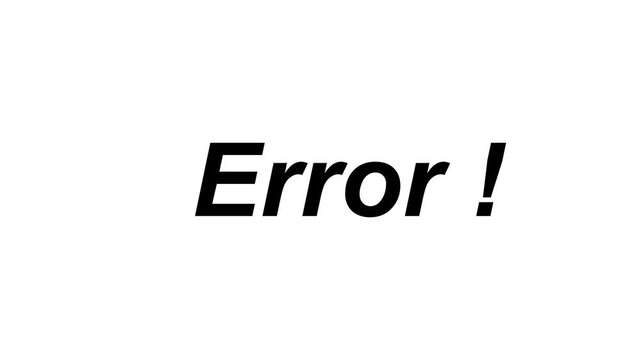 Text error,  page not found, server signal error page glitch text animation on black background