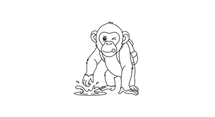 Monkey Standing on Two Feet Illustration. © Codari
