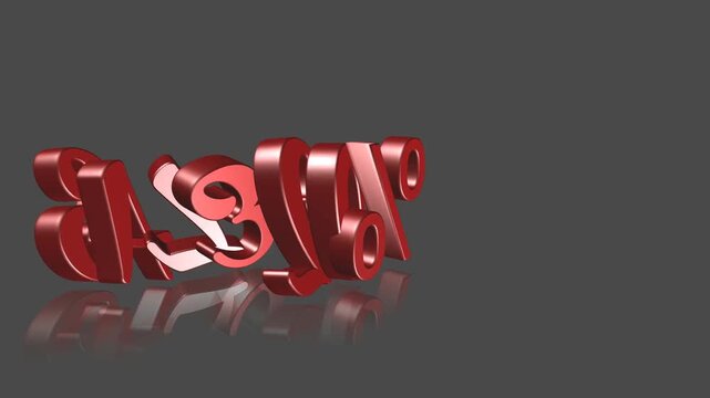 Red 3d fifty two percent off discount sign on dark gray background