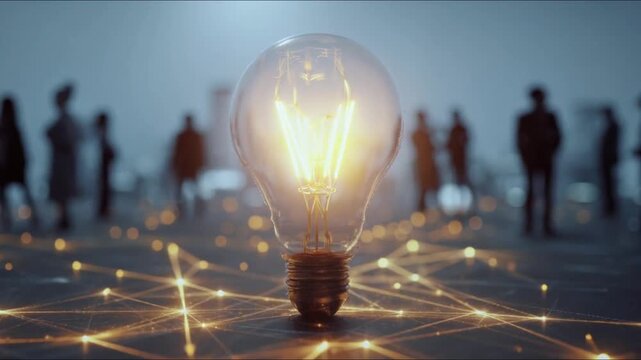 A glowing incandescent light bulb, symbolizing a bright idea. ..Created with Generative AI, not depicting real subjects.