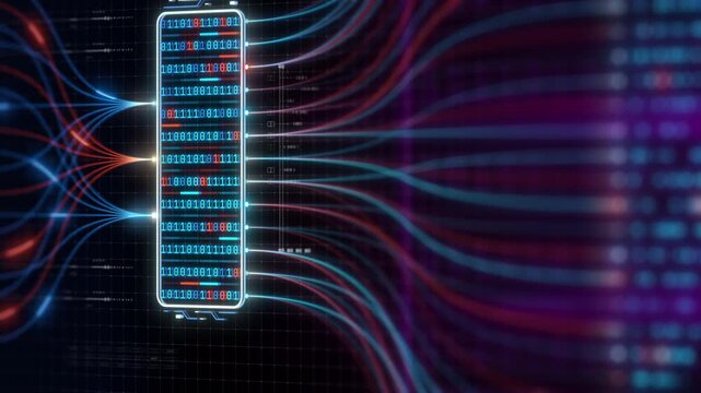 AI Infrastructure Network Processing Binary Data Flow Through Intelligent Digital Architecture Animation