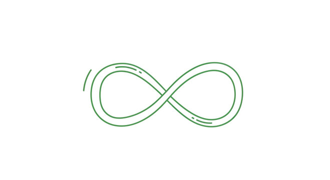Green Infinity Symbol on White Background.