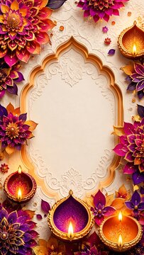 Elegant Diwali Celebration Background Featuring Golden Mandala Pattern
