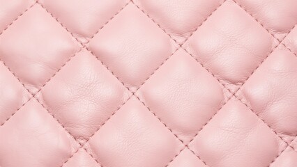 Naklejka premium Close-up of pink quilted leather texture with diamond stitch pattern