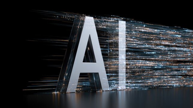 Futuristic AI Alphabet with Glowing Particles and Luxury Digital Technology Background