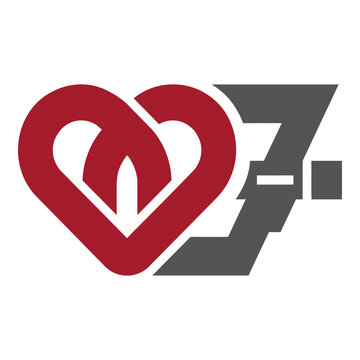 Heart and number seventy three love symbol combination graphic icon