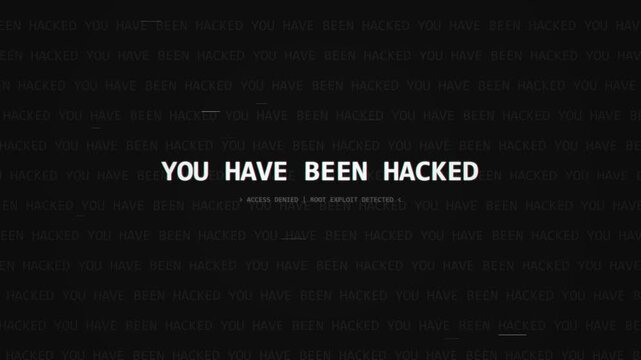 hacking glitch warning message on dark background