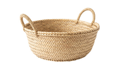 Obraz premium Traditional Handwoven Wicker Basket for Storage Isolated on White Background
