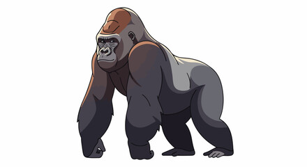 A large cartoon gorilla with brown and gray fur stands on all fours © Agung