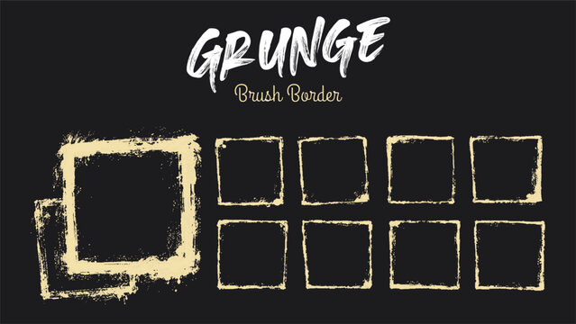 Grunge brush strokes frame set with rough hand painted borders and square elements