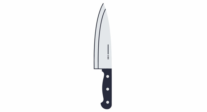A large kitchen knife with a black handle and silver blade