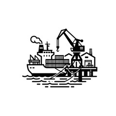 Fototapeta premium Large cargo ship with crane loading.