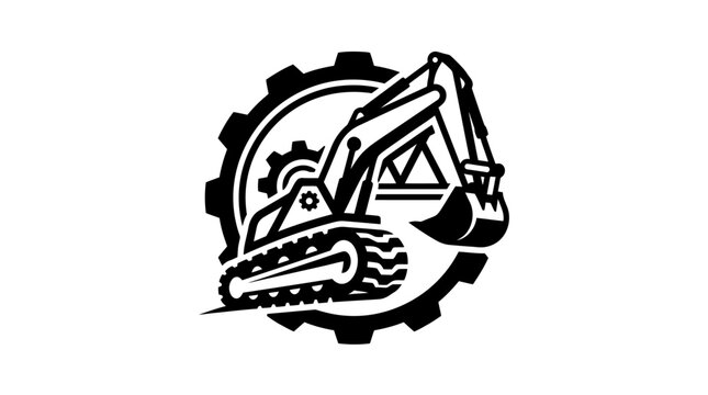 Heavy Industry Excavator Machine Logo.