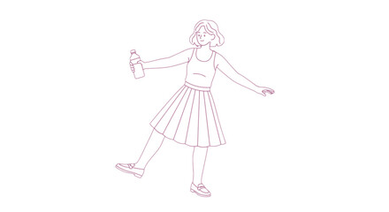 Fototapeta premium Young Girl Dancing Freely with Water Bottle.