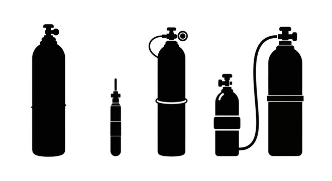 Compressed gas cylinders and pressure regulators set