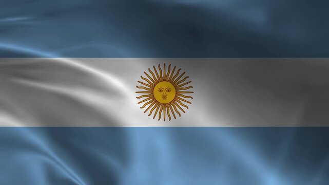 Argentina National Flag Waving in Wind, Realistic Argentine Flag Animation Background in 4K