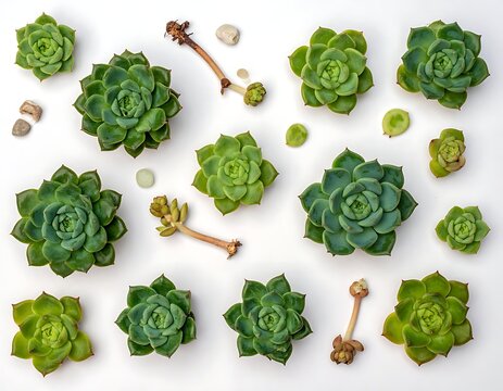 Green succulents and dry bones arrangement.
