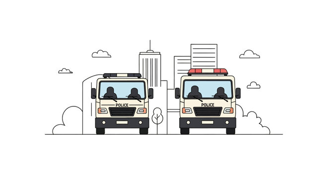 Emergency vehicles on the road.