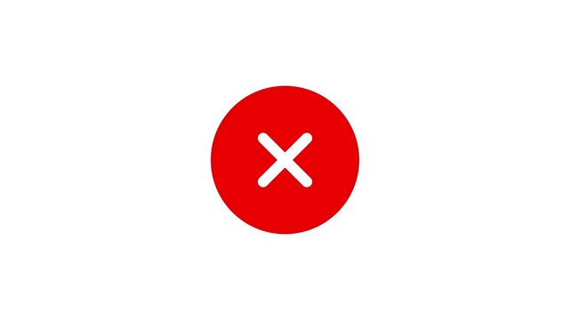 Red Cross Close Button White Background Loop Animation Cancel Delete Wrong Error X Icon No Sign App