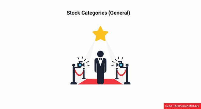 A minimalist illustration of a celebrity on the red carpet