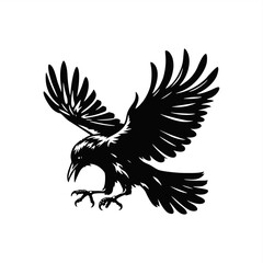 Obraz premium simple silhouette crow raven bird flying