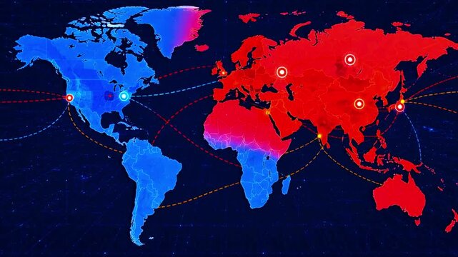 Global weather patterns shifting across continents over time illustrated map sequence climate world