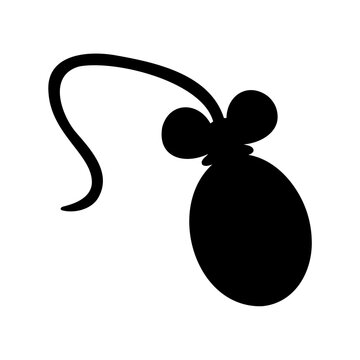 Black mouse icon with curly tail - A sleek black mouse icon featuring a curled tail, simple and clean design for digital or illustrative use.