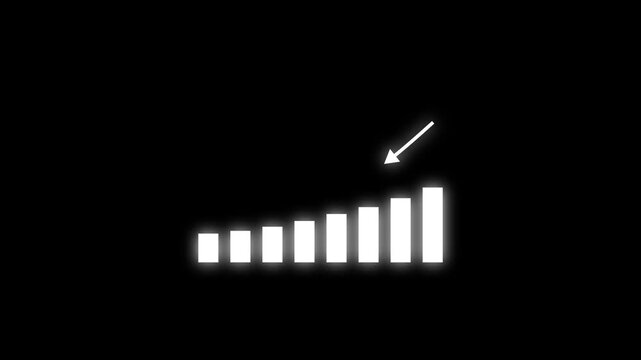 Glowing Bar Chart with Downward Arrow Decreasing Market Graphic - Financial Loss Business Video