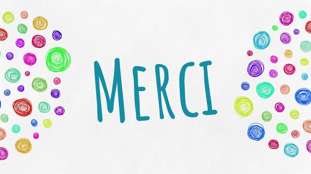 Merci Colorful Circular Scribble Elements Left Right Blinking Text 