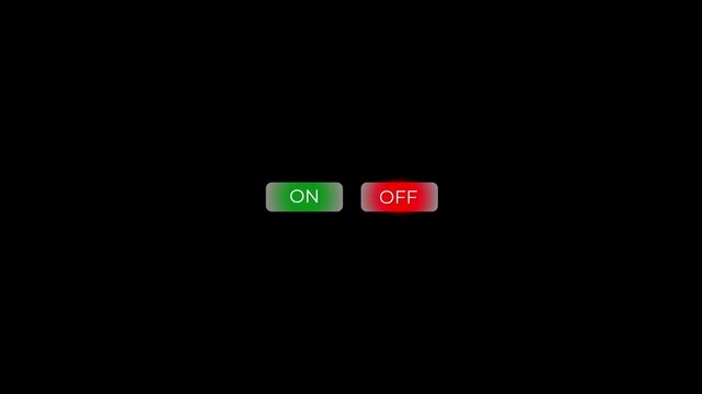 modern on off toggle buttons with alternating glow pulse animation loop.