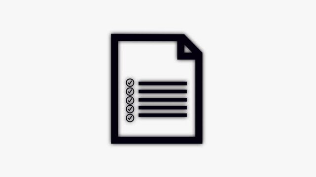 Minimalist document animation with animated checklist and task completion 4k video.