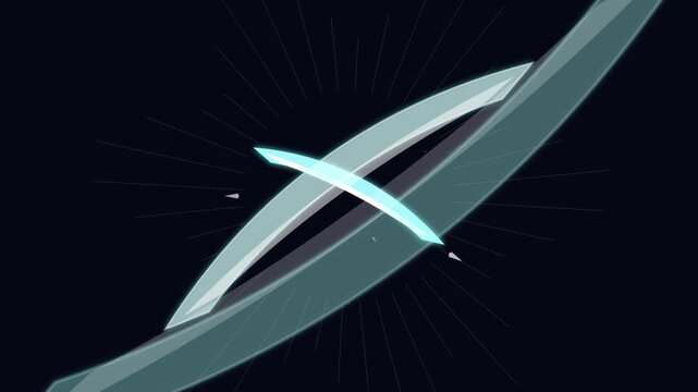 2D Animation of a Stylized Glowing Sword Strike Effect with Radiant Light Particles for Game Design