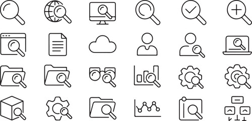 Fototapeta premium Search icons for cloud storage and file management