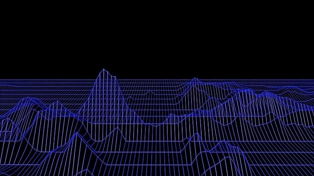 Digital wireframe mountain landscape