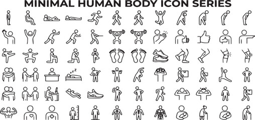 Fototapeta premium Human Body Anatomy and Movement Icon Collection Vector