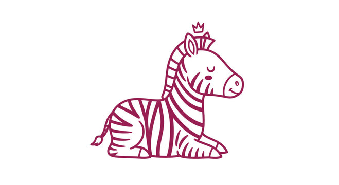 Illustration of Zebra Lying Down with Crown.
