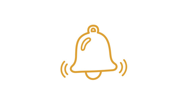 Simple Yellow Bell Icon Ringing Alert.