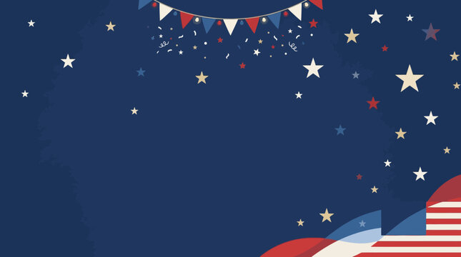 Decorative Party Banner with Stars and Flags for Celebration.