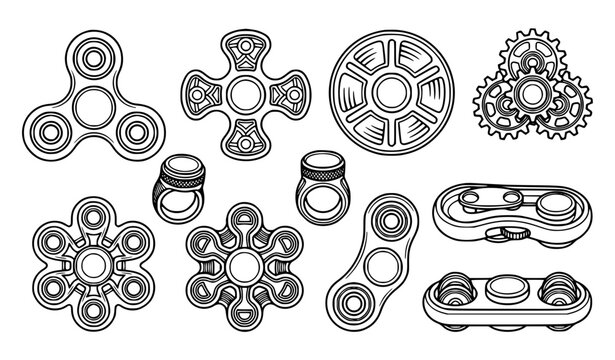 Vintage Modern Fidget Spinner Collection Vector Illustration