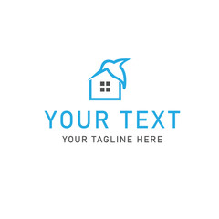 Fototapeta premium Customizable house logo, real estate icon, blue vector graphic, home symbol