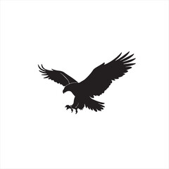 Fototapeta premium Flying Eagle Silhouette Vector Illustration Isolated on White Background