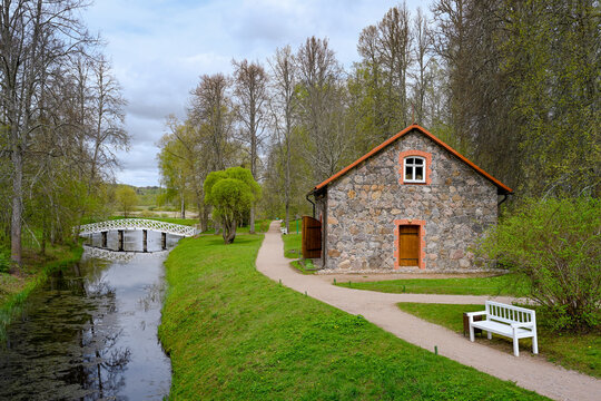 Old cellar near a stream in the Pushkin Hills Reserve, Pskov region of Russia