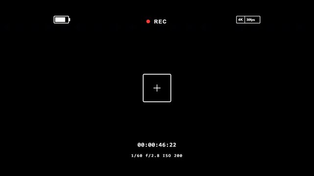 Camera recording screen overlay with alpha channel minimalist white dslr viewfinder display video production 4K