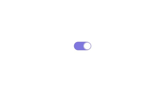 Minimalist purple toggle switch button for user interface design on white background.