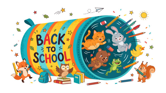 Back to School Wonderland: A vibrant illustration celebrating the excitement of returning to school.