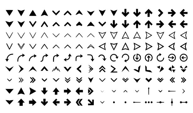Dropdown Menu Arrow Icon Pack Black and White Vector Collection