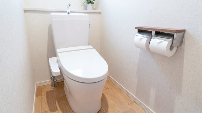 住宅のトイレ　洋式の便器と便座　新築やリフォームのインテリア空間