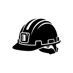 Fototapeta premium Hard hat safety helmet for construction icon in industrial style, black glyph for protective headwear on white background.